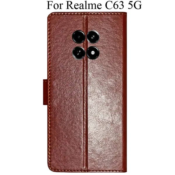 Brown_Premium_Flip_Cover_For_Realme_C63_5G
