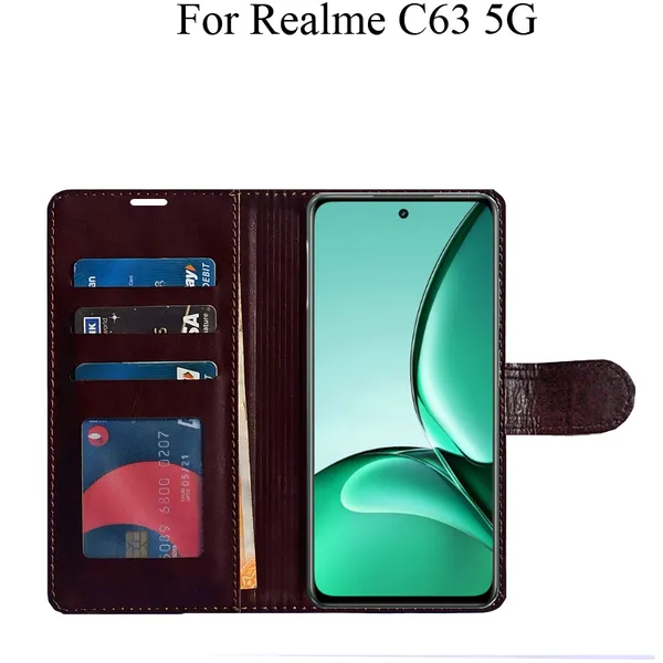Beige_Premium_Flip_Cover_For_Realme_C63_5G