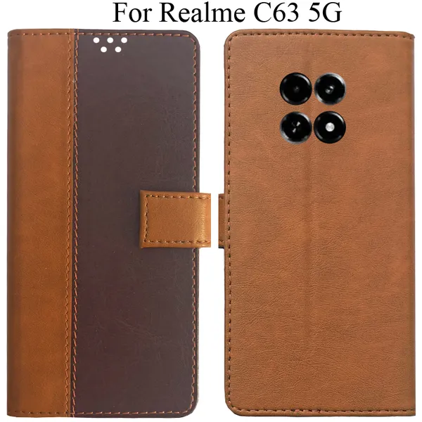 Brown_Premium_Flip_Cover_For_Realme_C63_5G