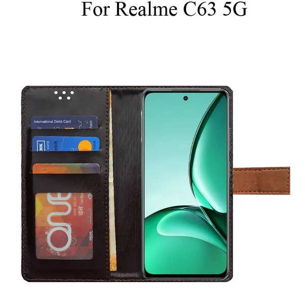 Brown_Premium_Flip_Cover_For_Realme_C63_5G