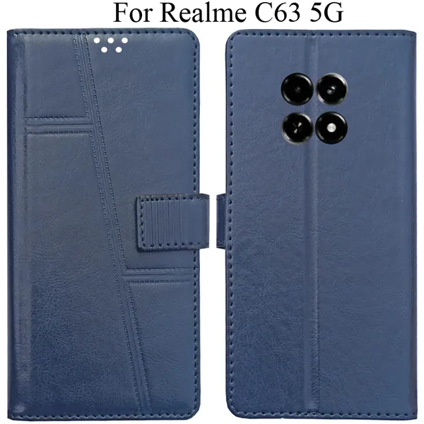 Blue_Premium_Flip_Cover_For_Realme_C63_5G