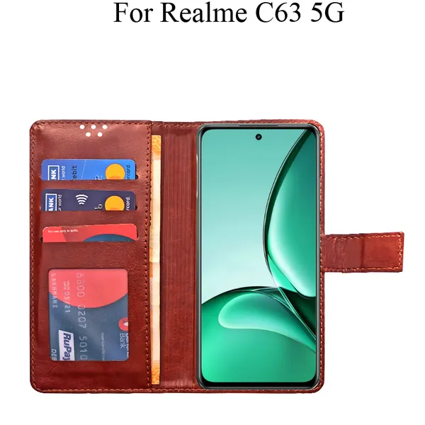 Brown_Premium_Flip_Cover_For_Realme_C63_5G