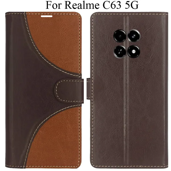 Brown_Premium_Flip_Cover_For_Realme_C63_5G