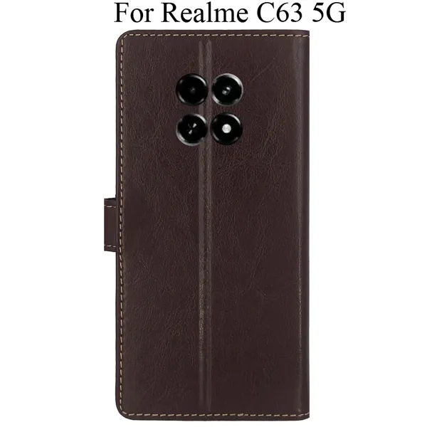 Brown_Premium_Flip_Cover_For_Realme_C63_5G