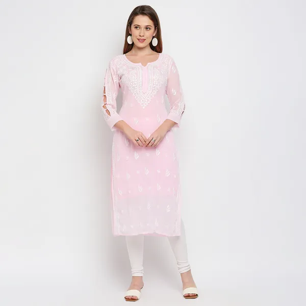 Pretty_Pink_Lucknow_Chikankari_Hand_Embroidered_Kurta_With_Matching_Inner_Georgette