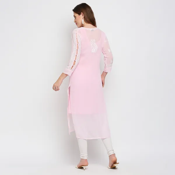 Pretty_Pink_Lucknow_Chikankari_Hand_Embroidered_Kurta_With_Matching_Inner_Georgette