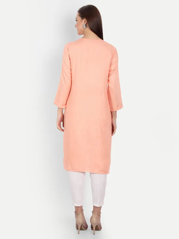 Peach_Puff_Embroidered_Long_Kurti_Rayon