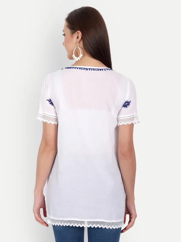 Royal_Blue_Lucknow_Chikankari_Hand_Embroidered_Top_Blouse_Short_Kurtis
