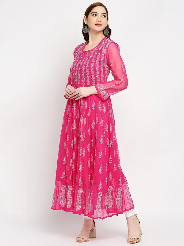 Rani_Pink_Lucknow_Chikankari_Hand_Embroidered_Long_Anarkali_Georgette