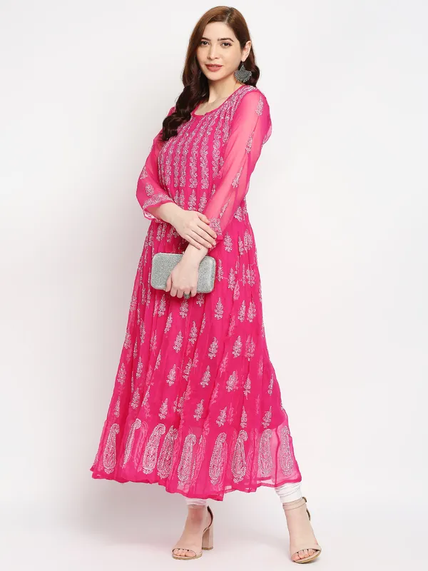 Rani_Pink_Lucknow_Chikankari_Hand_Embroidered_Long_Anarkali_Georgette