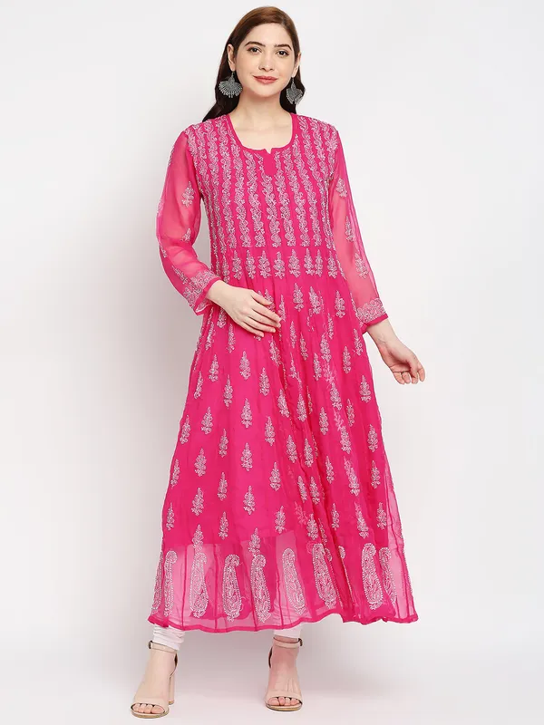 Rani_Pink_Lucknow_Chikankari_Hand_Embroidered_Long_Anarkali_Georgette
