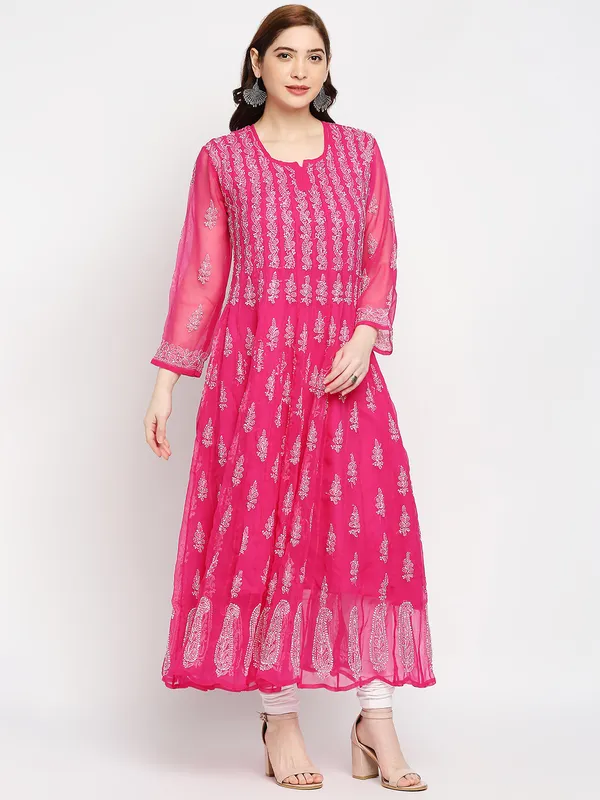 Rani_Pink_Lucknow_Chikankari_Hand_Embroidered_Long_Anarkali_Georgette