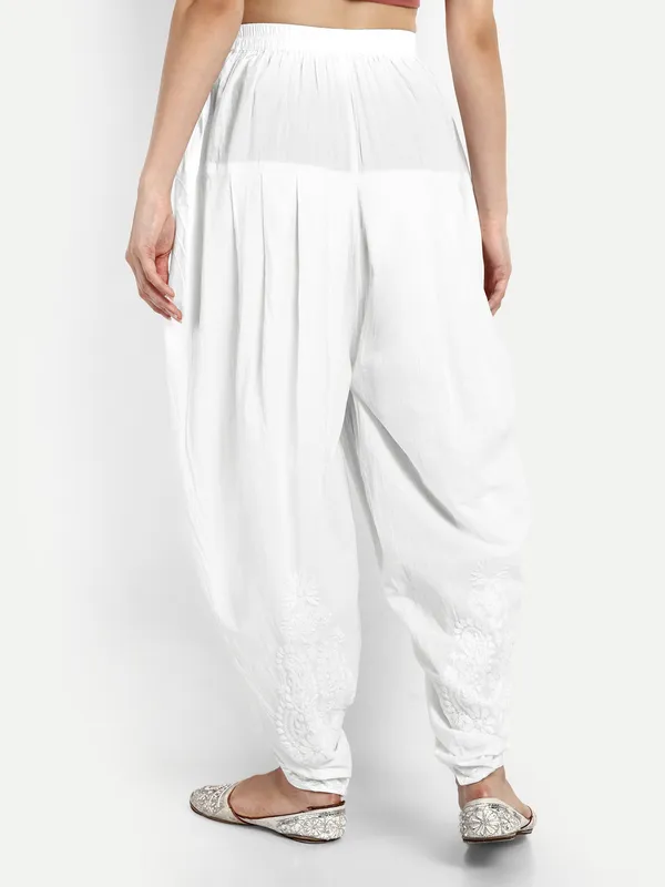 Chikankari_Hand_Embroidered_Dhoti_Salwar_Tulip_Palazzo__pants_for_Women_Cotton