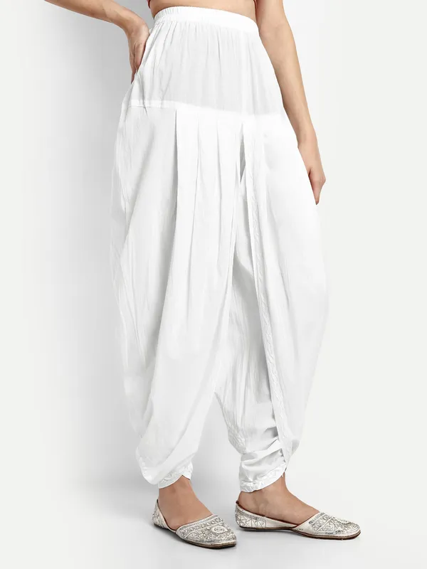 Chikankari_Hand_Embroidered_Dhoti_Salwar_Tulip_Palazzo__pants_for_Women_Cotton