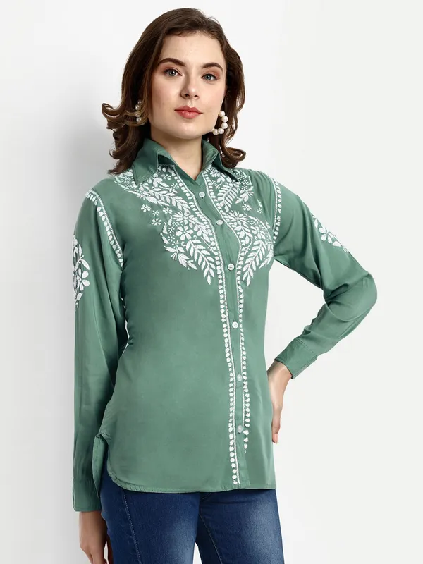 Chikankari_Hand_Embroidered_Shirt_Tops_Blouse_Modal_Cotton