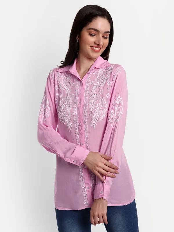 Chikankari_Hand_Embroidered_Shirt_Tops_Blouse_Modal_Cotton