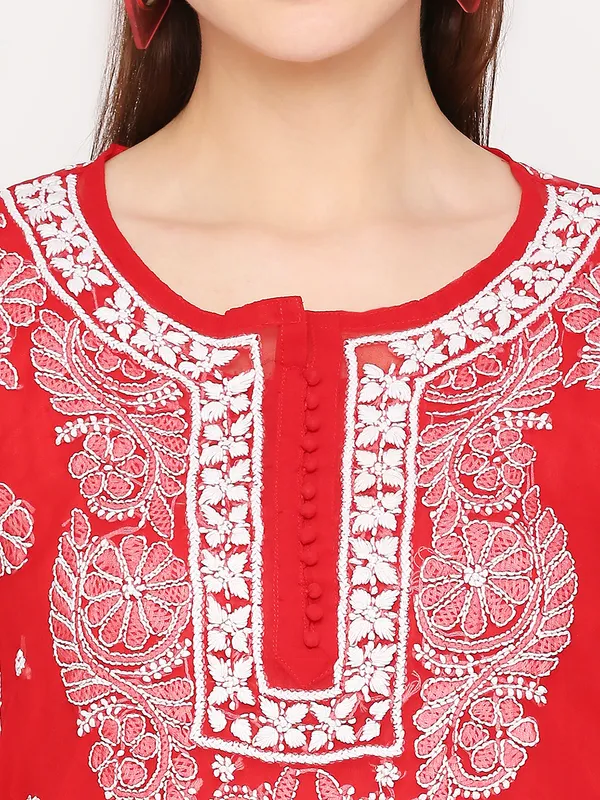 Fab_Red_Lucknowi_Chikankari_Hand_Embroidered_Long_Kurti_Palazzo_Set_With_Matching_Inner_Georgette