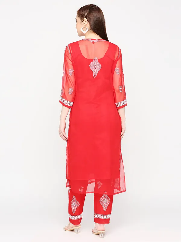 Fab_Red_Lucknowi_Chikankari_Hand_Embroidered_Long_Kurti_Palazzo_Set_With_Matching_Inner_Georgette