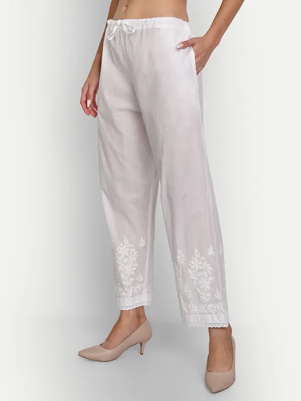 Hand_Embroidered_Chikankari__Palazzo_Pants_Legging_Salwar_for_Women_Cotton