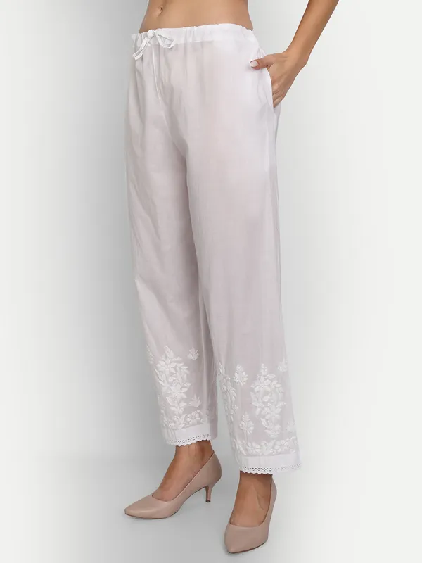 Hand_Embroidered_Chikankari__Palazzo_Pants_Legging_Salwar_for_Women_Cotton