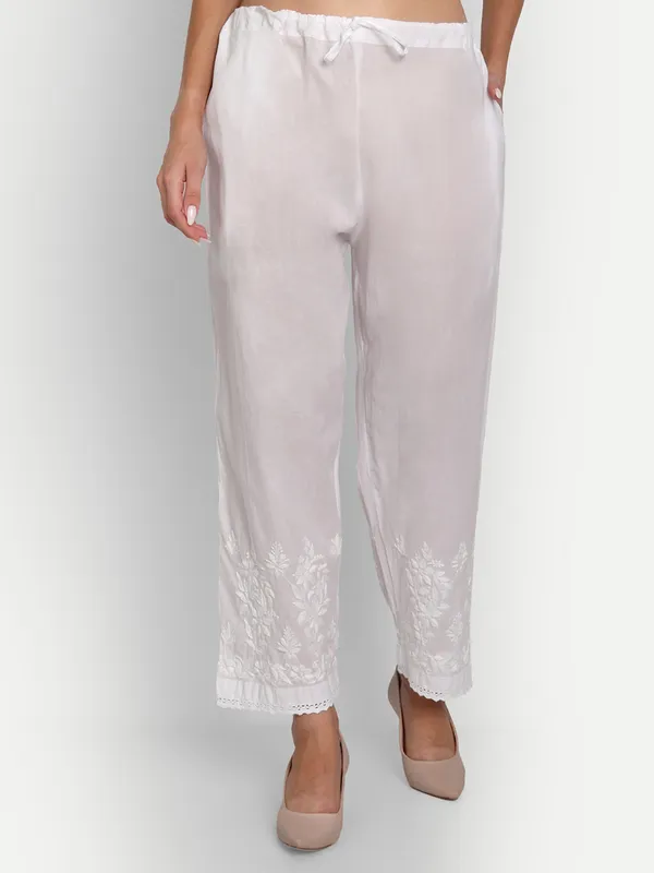 Hand_Embroidered_Chikankari__Palazzo_Pants_Legging_Salwar_for_Women_Cotton
