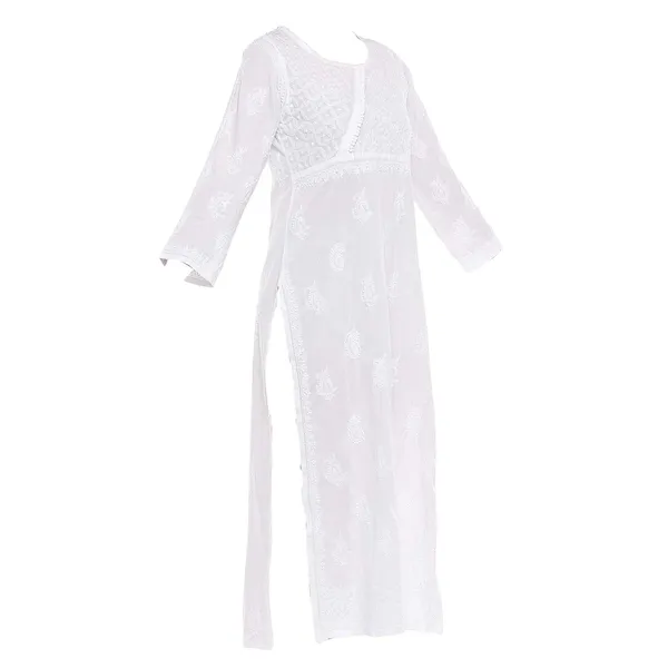 Multicolor_Lucknow_Chikankari_Hand_Embroidered_Long_Kurti