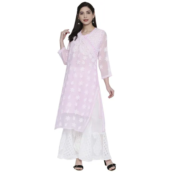 Pretty_Pink_Lucknow_Chikankari_Georgette_Kurta_Palazzo/Sharara_Sets_With_Matching_Cotton_Slip/Undershirt