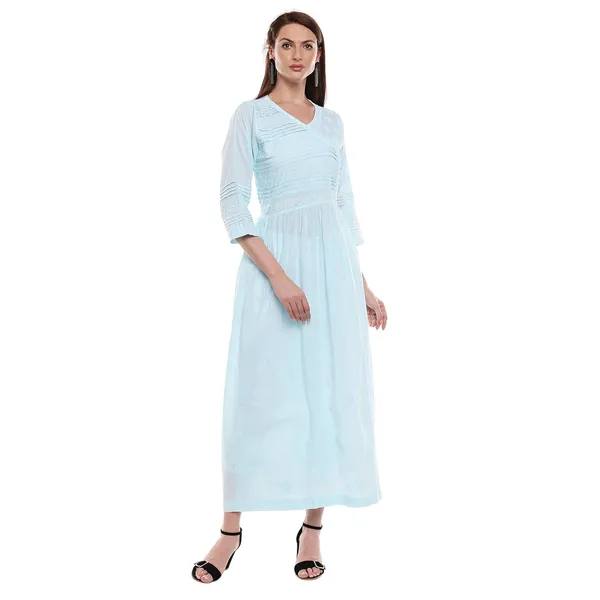 Sky_Blue_Floor_Length_Lucknow_Chikankari_Hand_Embroidered_Long_Kurti_Cotton