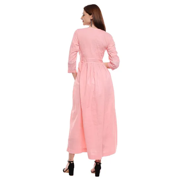Peach_Puff_Floor_Length_Lucknow_Chikankari_Hand_Embroidered_Long_Kurti_Cotton