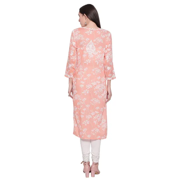 Coral_Lucknow_Chikankari_Hand_Embroidered_Long_Kurtis_Cotton