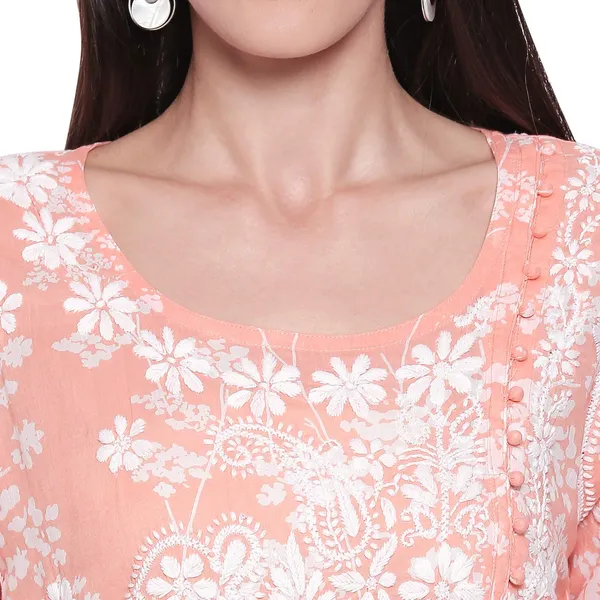 Coral_Lucknow_Chikankari_Hand_Embroidered_Long_Kurtis_Cotton