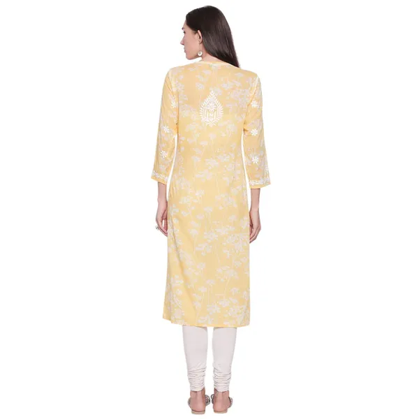 Golden_Yellow_Lucknow_Chikankari_Hand_Embroidered_Long_Kurtis_Cotton