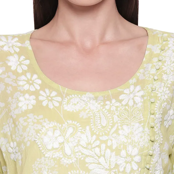 Olive_Green_Lucknow_Chikankari_Hand_Embroidered_Long_Kurtis_Cotton