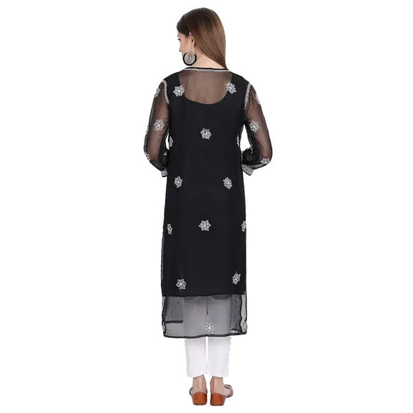 Charismatic_Black_Lucknow_Chikankari_Long_Kurti_Hand_Embroidered_Kurta_With_Matching_Inner_Georgette