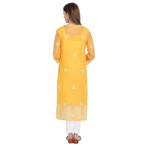 Sunshine_Yellow_Lucknow_Chikankari_Long_Kurti_Hand_Embroidered_Kurta_With_Matching_Inner_Georgette