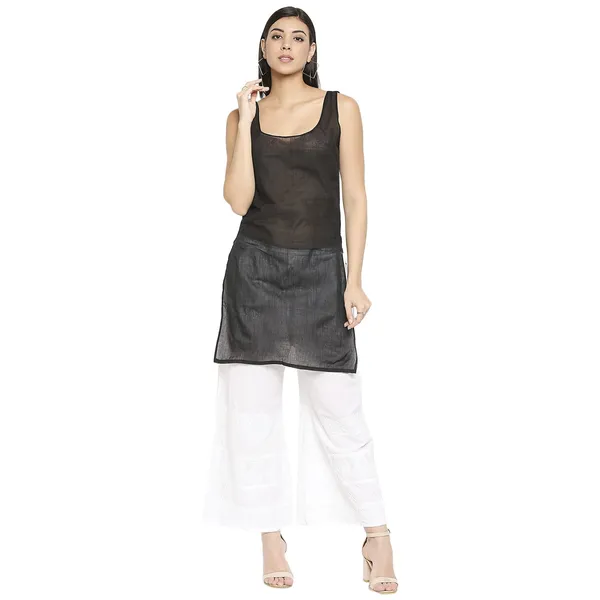 Charismatic_Black_Lucknow_Chikankari_Hand_Embroidered_Long_Kurti_With_Matching_Inner_Georgette