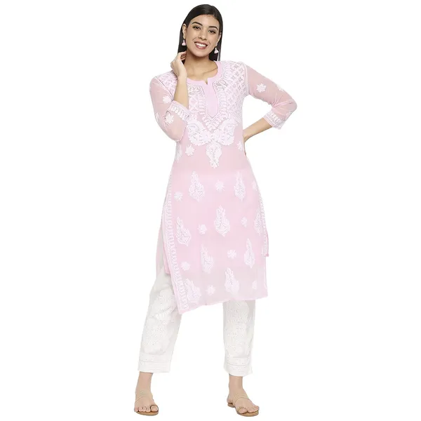 Pretty_Pink_Lucknow_Chikankari_Hand_Embroidered_Long_Kurti_With_Matching_Inner_Georgette