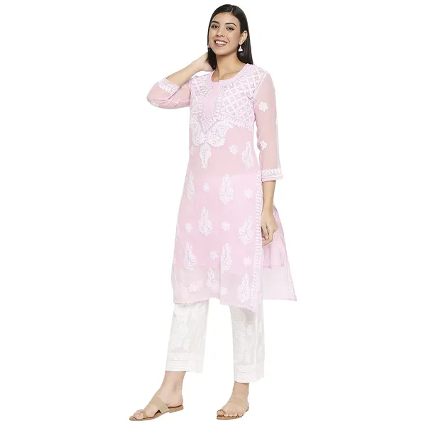 Pretty_Pink_Lucknow_Chikankari_Hand_Embroidered_Long_Kurti_With_Matching_Inner_Georgette