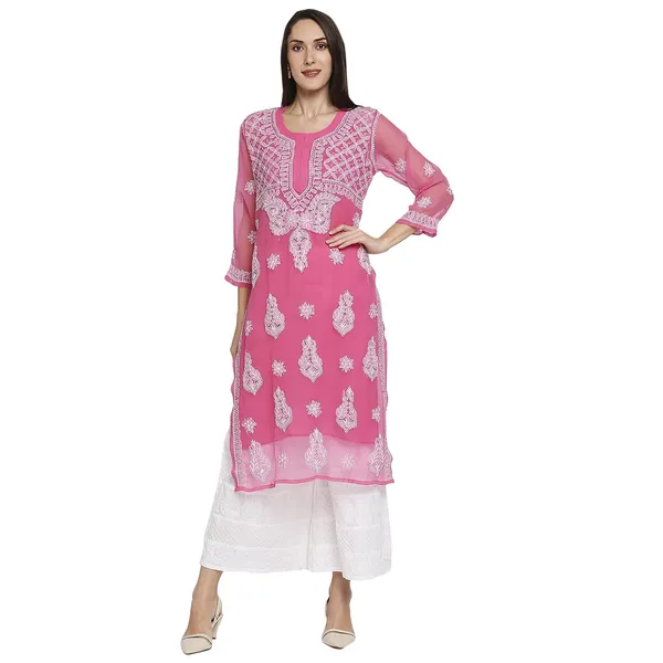 Rani_Lucknow_Chikankari_Hand_Embroidered_Long_Kurti_With_Matching_Inner_Georgette