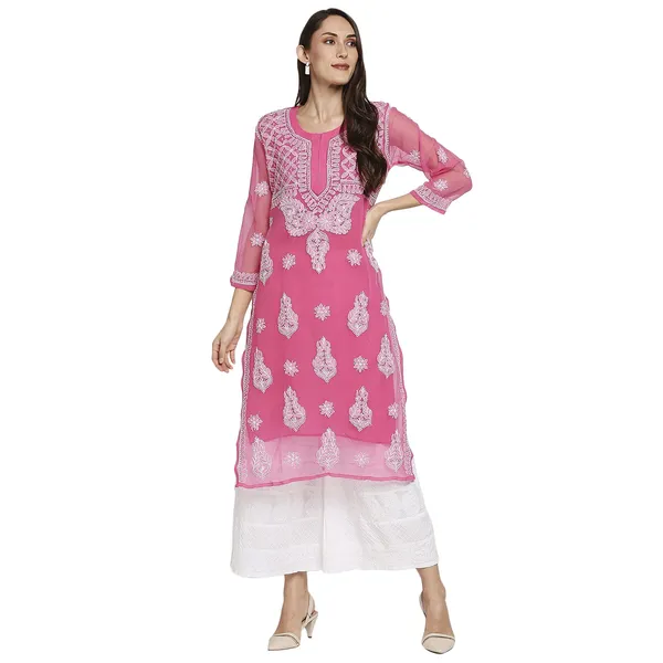 Rani_Lucknow_Chikankari_Hand_Embroidered_Long_Kurti_With_Matching_Inner_Georgette