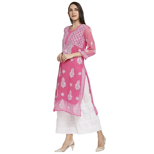Rani_Lucknow_Chikankari_Hand_Embroidered_Long_Kurti_With_Matching_Inner_Georgette