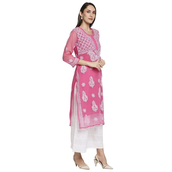 Rani_Lucknow_Chikankari_Hand_Embroidered_Long_Kurti_With_Matching_Inner_Georgette