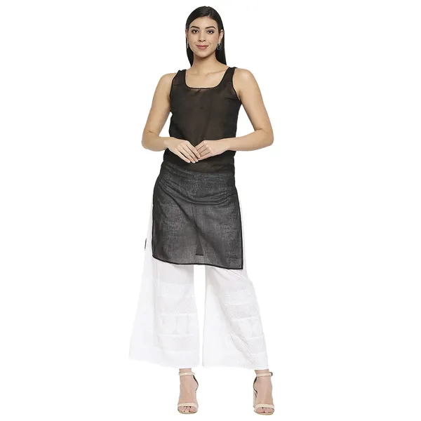Charismatic_Black_Lucknow_Chikankari_Hand_Embroidered_Long_Kurti_Kurta_With_Matching_Inner_Georgette