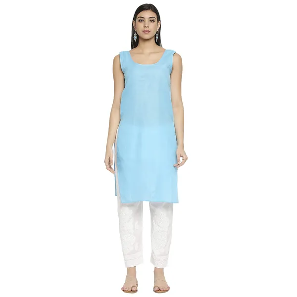 Sky_Blue_Lucknow_Chikankari_Hand_Embroidered_Long_Kurti_With_Allover_Chikan_Embroidery_With_Matching_Inner_Georgette