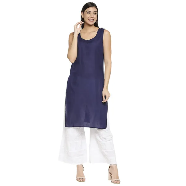 Royal_Blue_Lucknow_Chikankari_Hand_Embroidered_Long_Kurti_With_Allover_Chikan_Embroidery_With_Matching_Inner_Georgette