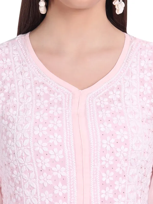 Pretty_Pink_Lucknow_Chikankari_Hand_Embroidered_Mukaish_Work_Fit_&_Flare_Kurti_With_Matching_Inner_Georgette