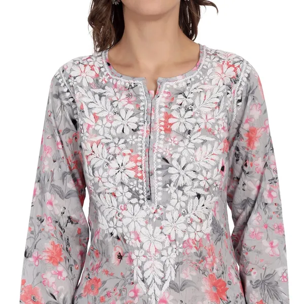 Red_Voile_Chikankari_Kurti