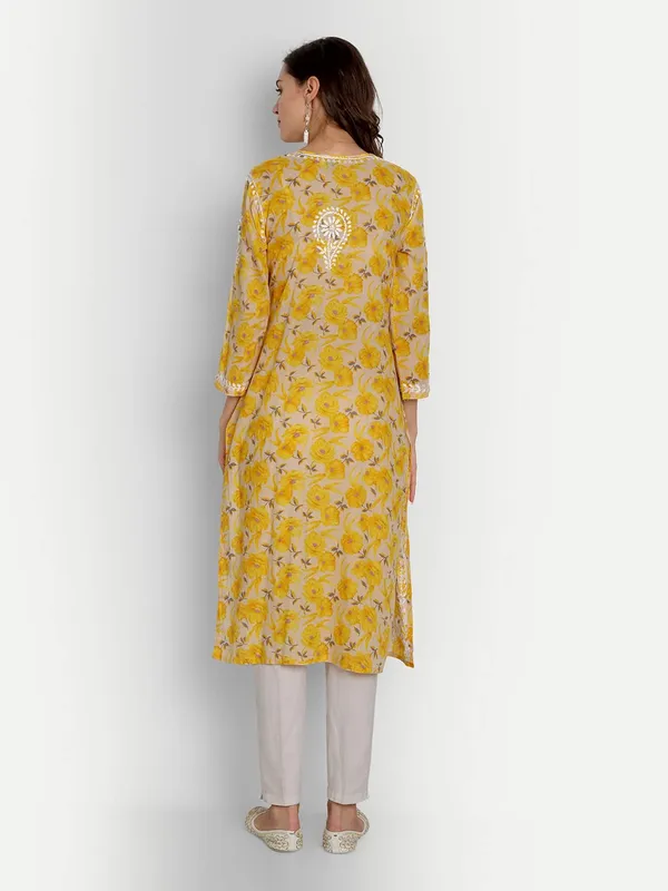 Multicolor_Lucknow_Chikankari_Hand_Embroidered_Long_Kurta_Mulmul_Cotton