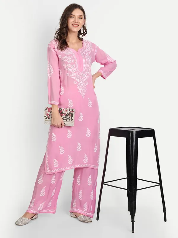 Pretty_Pink_Lucknowi_Chikankari_Hand_Embroidered_Kurti_Palazzo_Set_Cotton