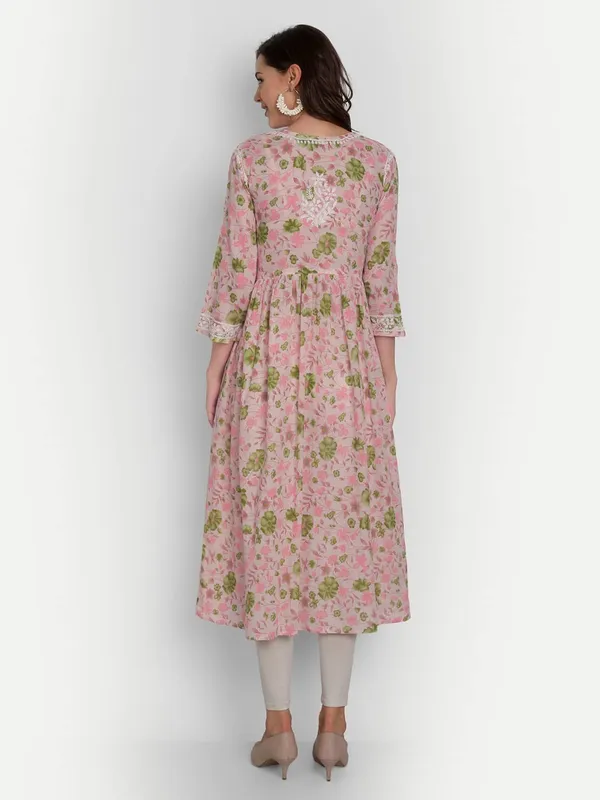 Peachpuff_Lucknow_Chikankari_Hand_Embroidered_Fit_And_Flare_Long_Kurti_Malmal_Cotton